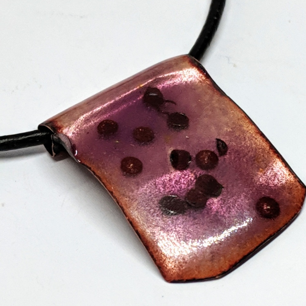 Purple/ Pink Enamel Pendant Handcrafted